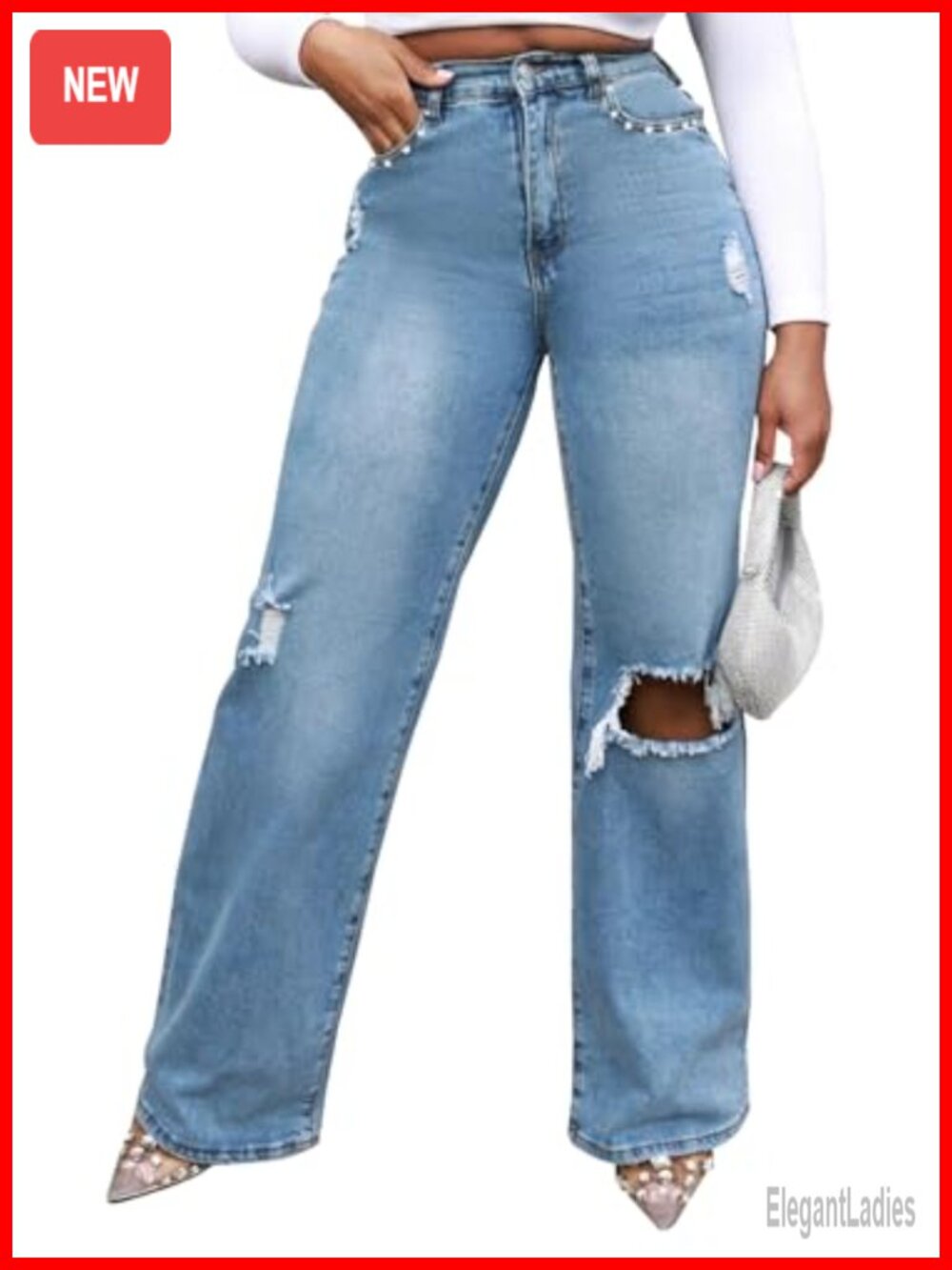 Wide Leg Straight High Waisted Baggy Stretch Loose Denim Jeans